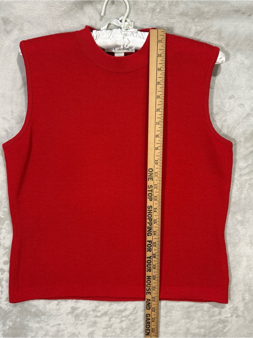 St John Red Sleeveless Knit Mock Neck Tank Top Sz S - Picture 7 of 8